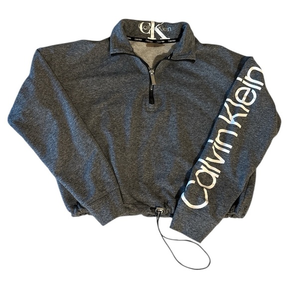 Calvin Klein Gray Zip Up Sweater with High Collar - Picture 3 of 4